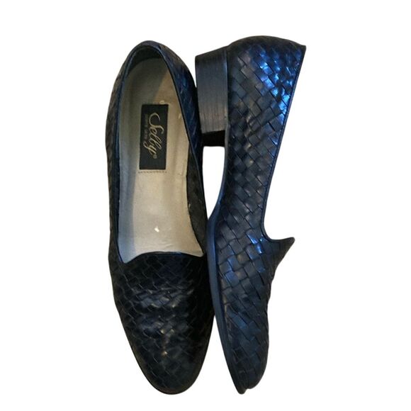 Selby Womens Black Leather Woven Slip On Shoe‎ Size 7.5 Casual Classic - Picture 1 of 10